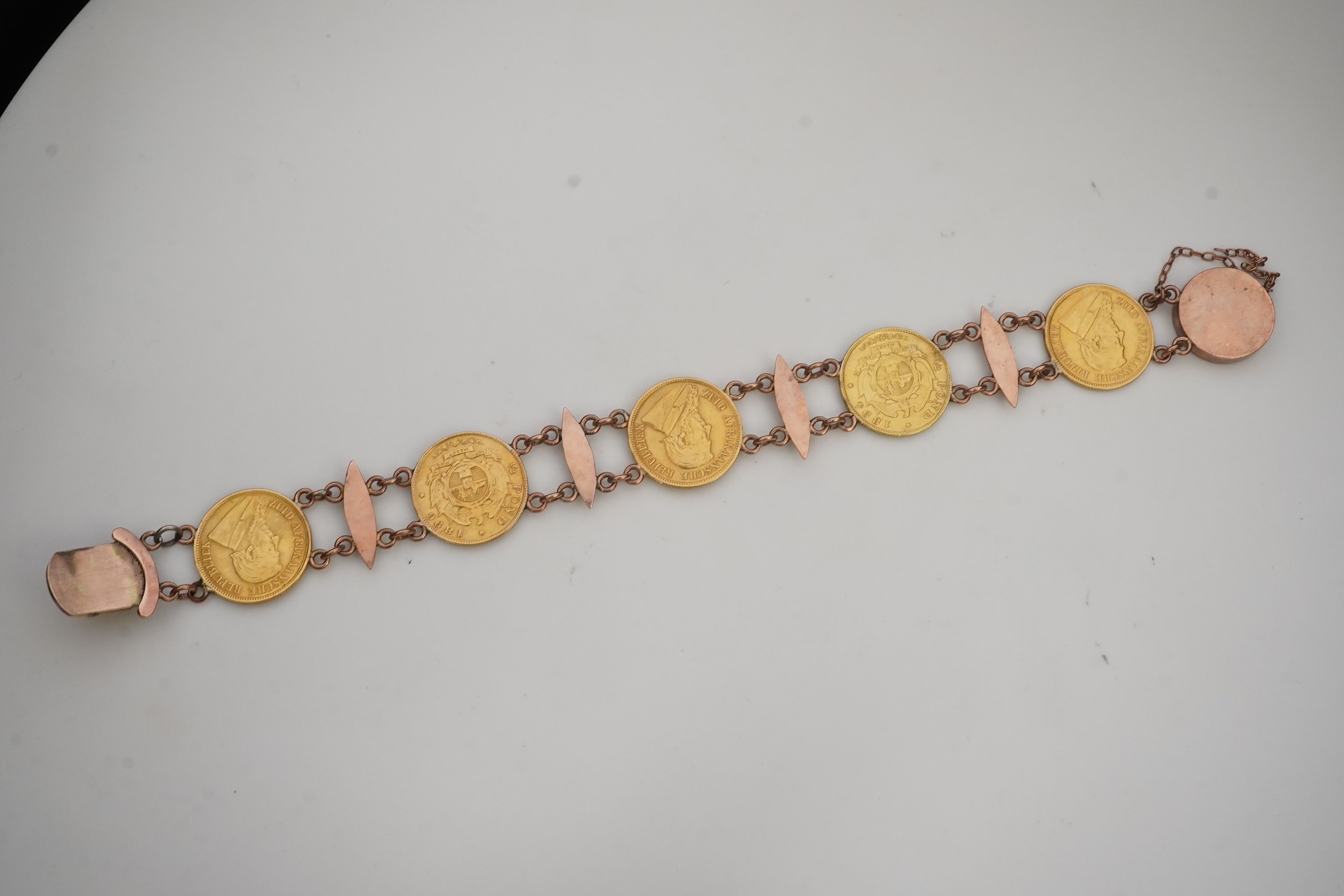 A late 19th century gold coin bracelet